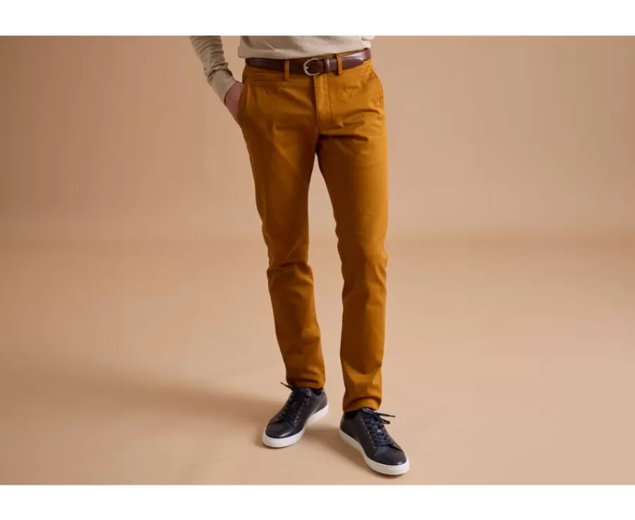 Store Pantalón chino para hombre Ocre Oscuro Nigel Ii Pantalones Ajustados | Pantalones Chino