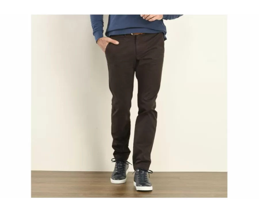 Online Pantalon chino para hombre Pardo oscuro Nigel Ii Pantalones Ajustados | Pantalones Chino