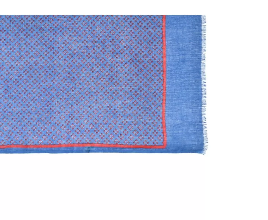 Cheap Pañuelo de lino de algodón Azul índigo con estampados rojos Chèche Lin Coton Ii Bufandas Y Pañuelos