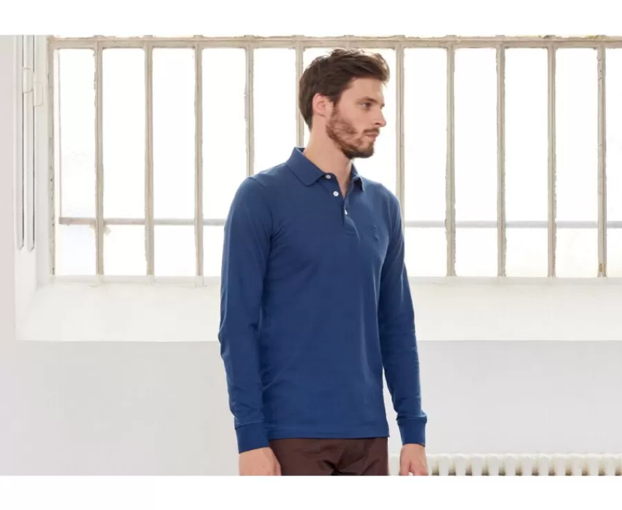 Hot Polo de hombre de manga larga Azul Alec Ii Ml Polos Manga Larga | Polos