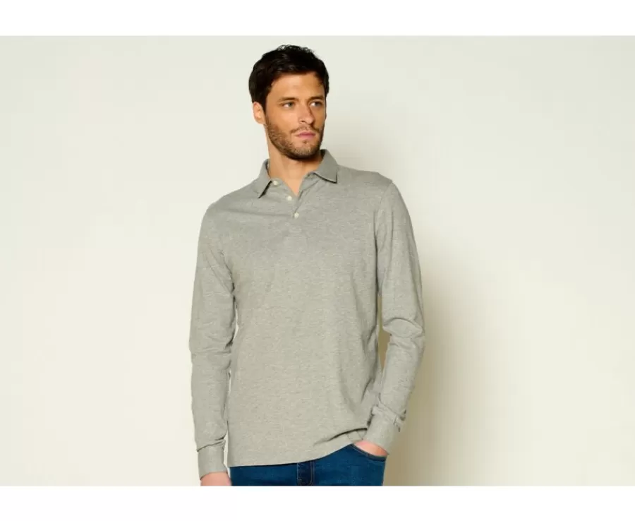 Discount Polo de hombre de manga larga Gris Claro Moteado Aiden Ml Polos Manga Larga | Polos