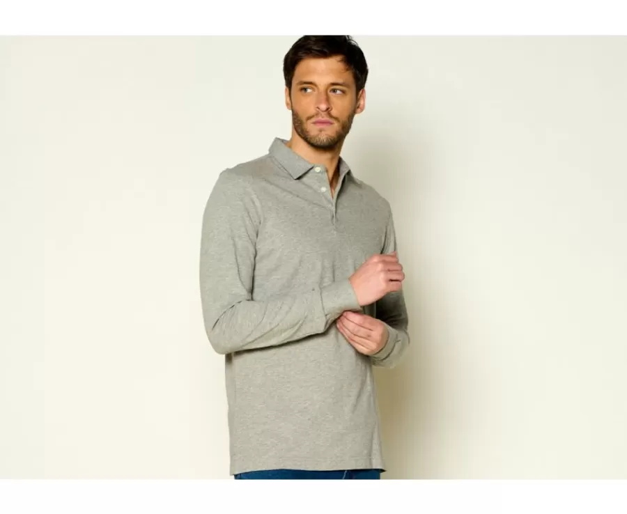 Discount Polo de hombre de manga larga Gris Claro Moteado Aiden Ml Polos Manga Larga | Polos