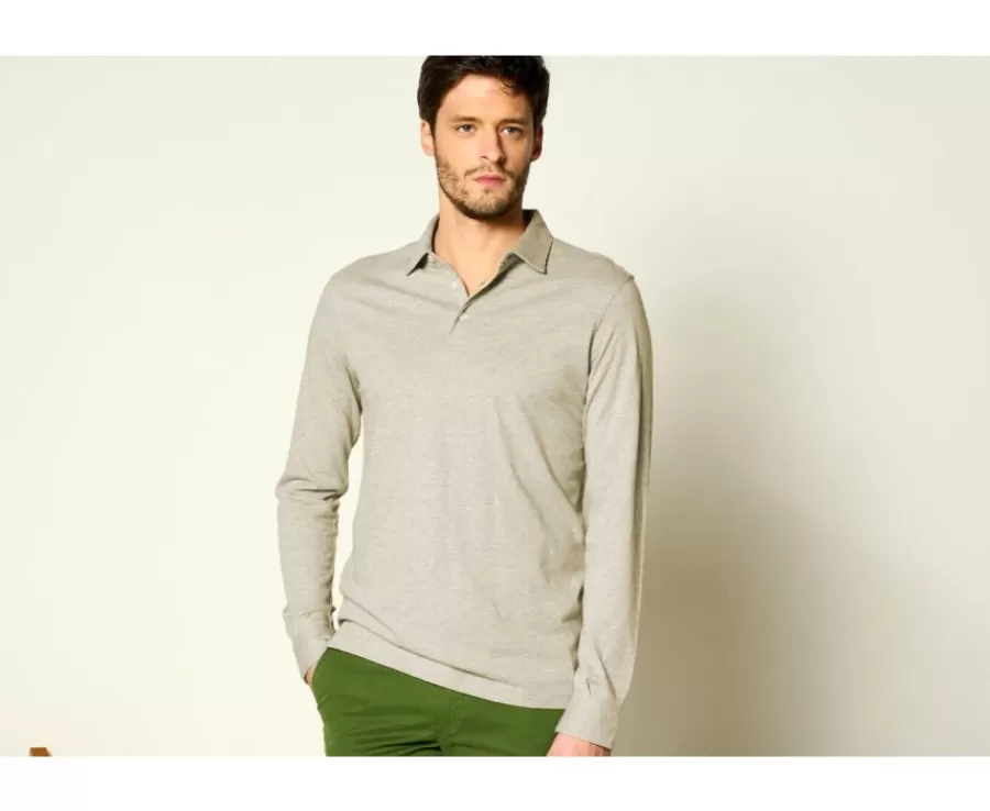 Outlet Polo de hombre de manga larga Topo Claro Moteado Aiden Ml Polos Manga Larga | Polos