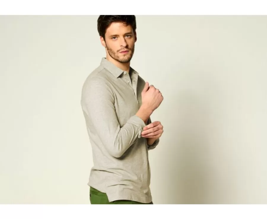 Outlet Polo de hombre de manga larga Topo Claro Moteado Aiden Ml Polos Manga Larga | Polos