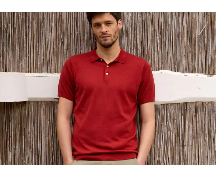 Cheap Polo de hombre Rojo Oscuro Braiden Polos Corte Ajustado | Polos De Vestir