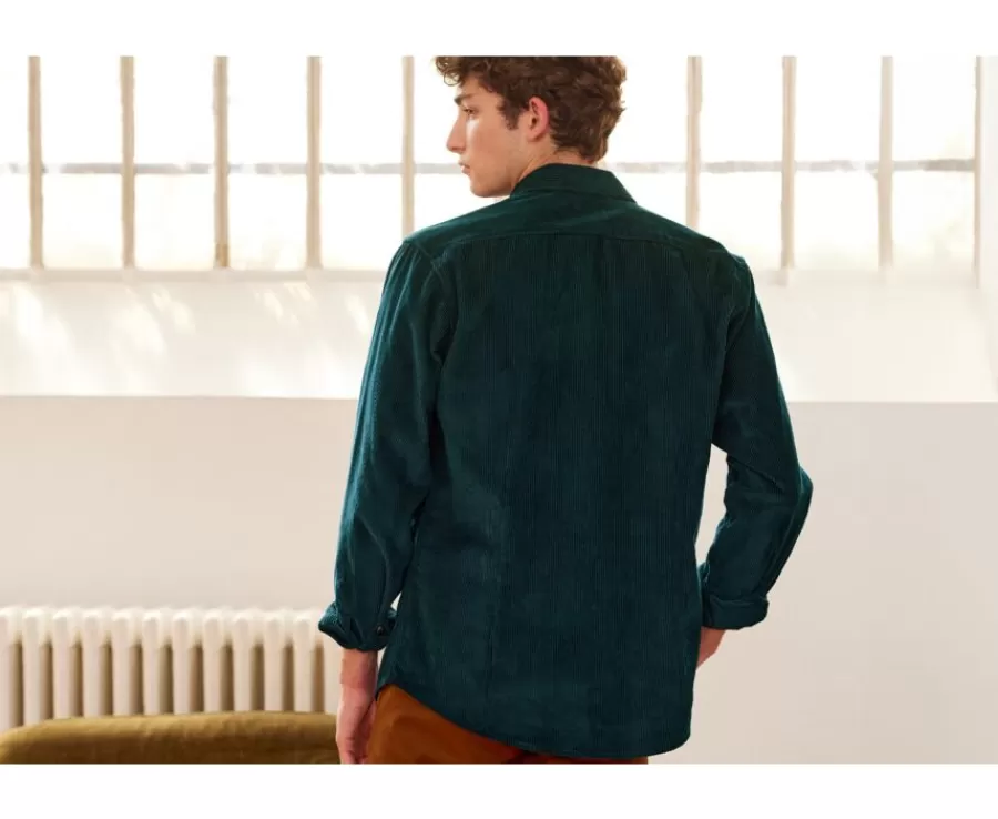 Shop Sobrecamisa de terciopelo Verde sombrío - Cuello francés Victorin Sobrecamisas | Camisas De Franela & Terciopelo