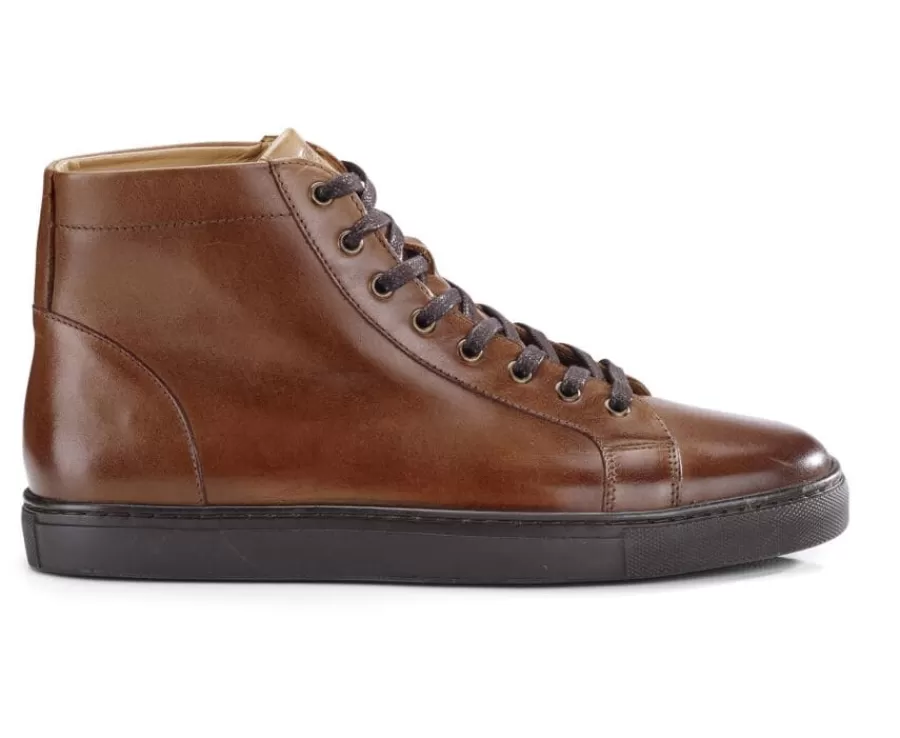 Flash Sale Zapatillas altas para hombre de piel Castaño oscuro patinado Hawthorne Zapatillas Altas | Zapatillas