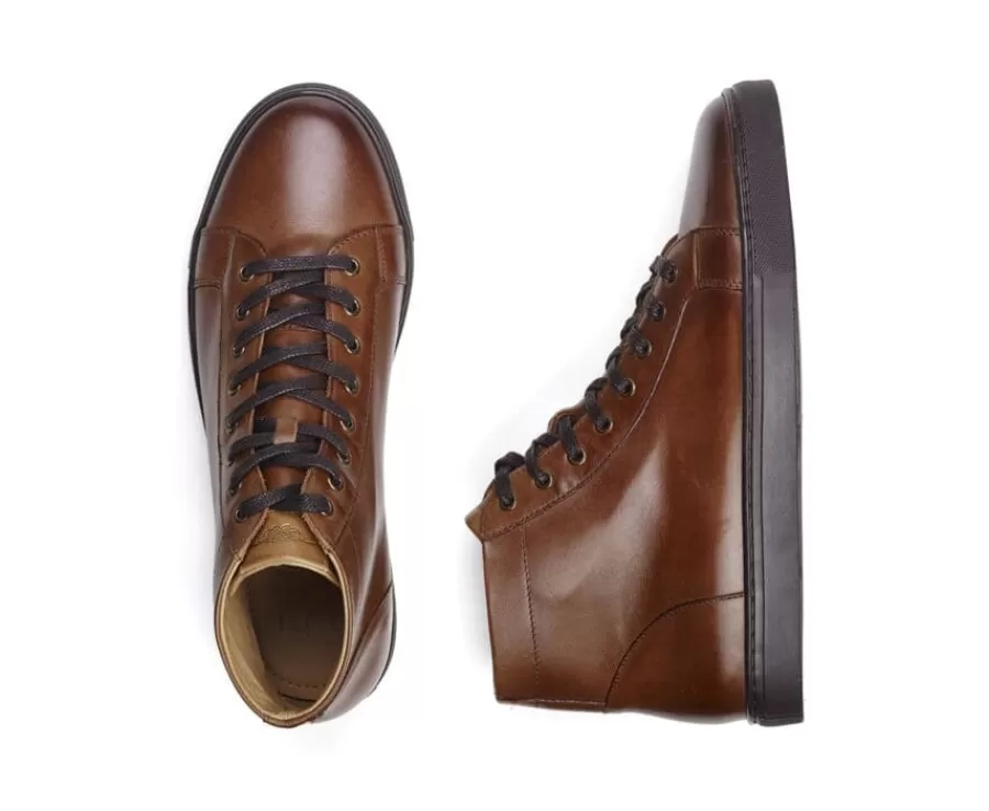 Flash Sale Zapatillas altas para hombre de piel Castaño oscuro patinado Hawthorne Zapatillas Altas | Zapatillas