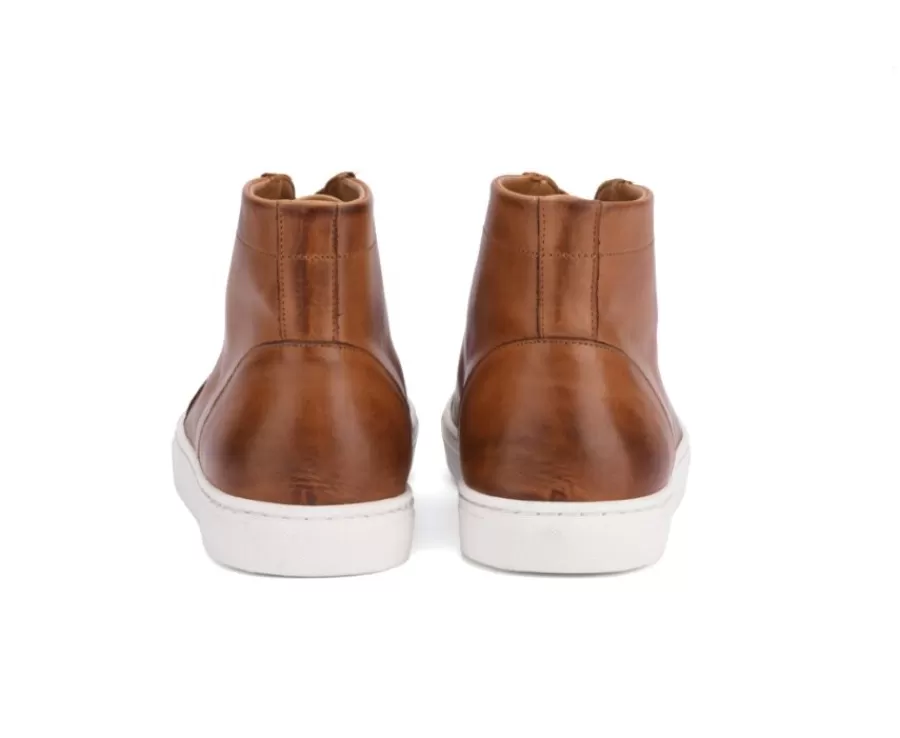 Fashion Zapatillas altas para hombre de piel Castaño patinado Hawthorne Zapatillas Altas | Zapatillas