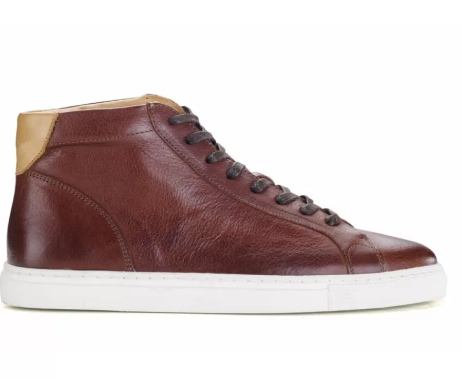 Cheap Zapatillas altas para hombre de piel Chocolate patinado Thornlea Zapatillas Altas