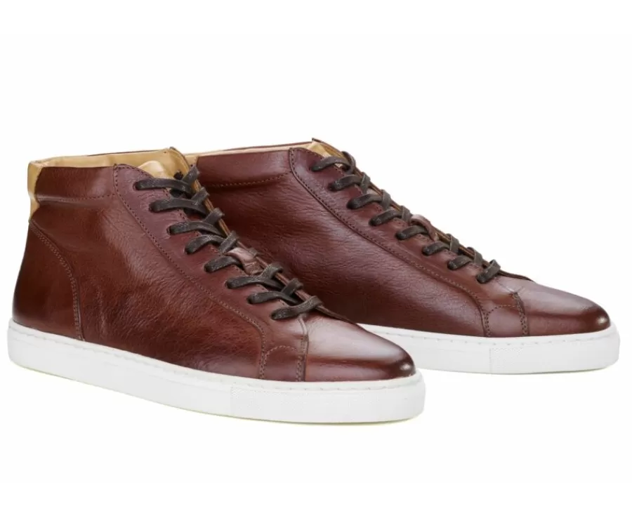 Cheap Zapatillas altas para hombre de piel Chocolate patinado Thornlea Zapatillas Altas