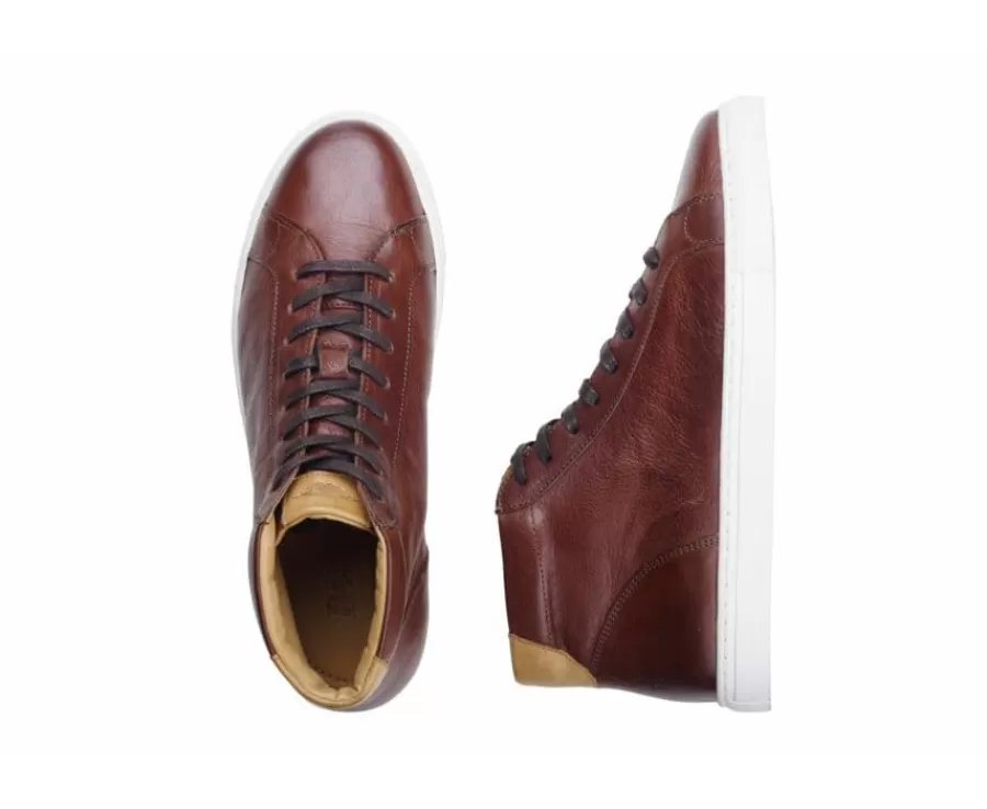 Cheap Zapatillas altas para hombre de piel Chocolate patinado Thornlea Zapatillas Altas