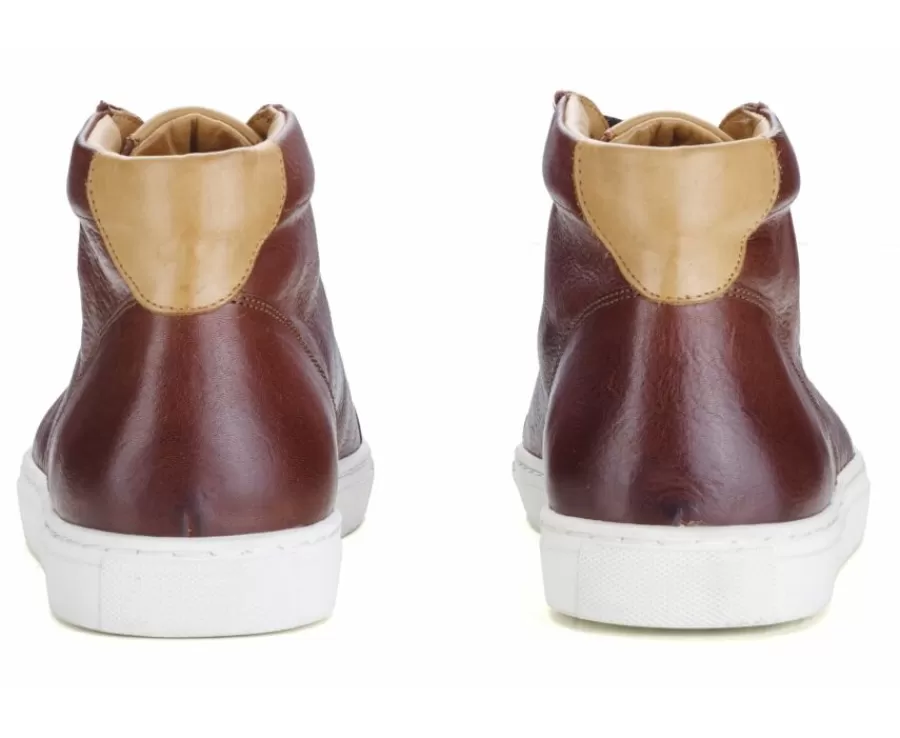 Cheap Zapatillas altas para hombre de piel Chocolate patinado Thornlea Zapatillas Altas