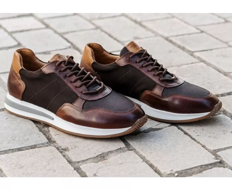 Hot Zapatillas de hombre Chocolate y Piel  Castaña oscura patinada Nirranda Ii Zapatillas