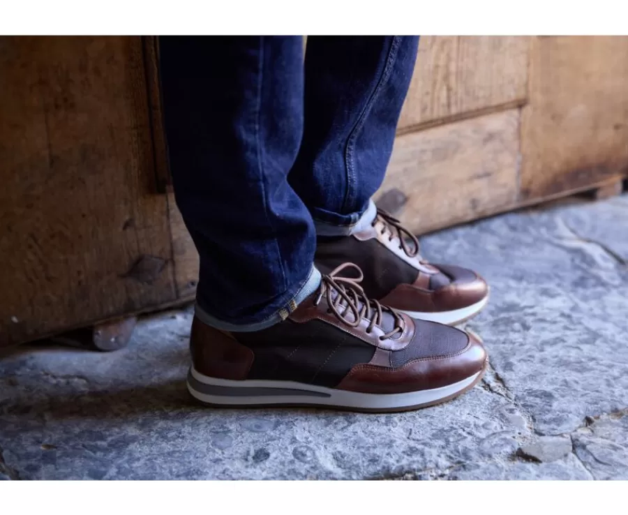 Hot Zapatillas de hombre Chocolate y Piel  Castaña oscura patinada Nirranda Ii Zapatillas