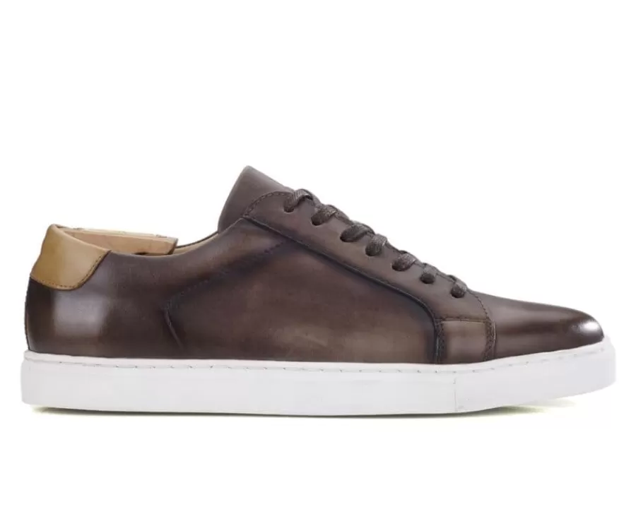 Cheap Zapatillas de hombre de piel Chocolate patinado Inglewood Zapatillas | Zapatillas Blancas