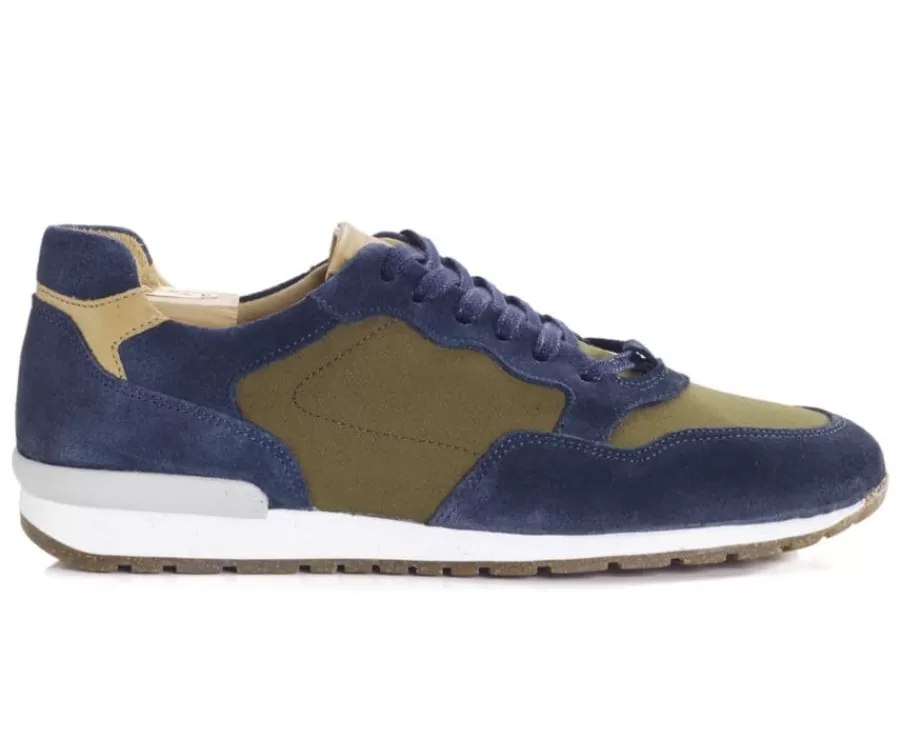 Online Zapatillas de hombre de Terciopelo Azul y Caqui Canberra Ii Zapatillas
