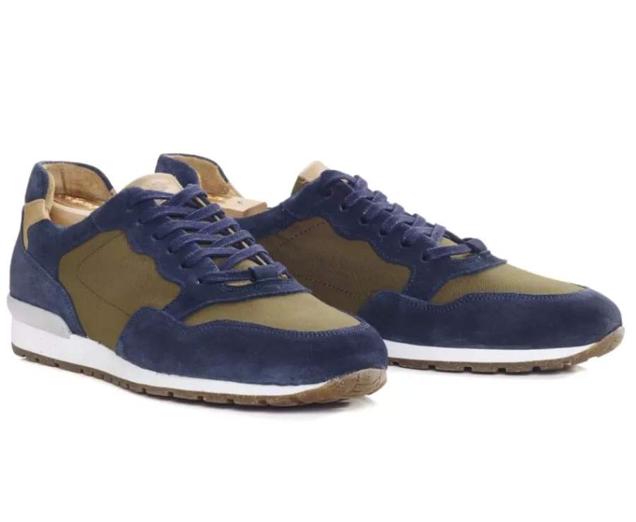 Online Zapatillas de hombre de Terciopelo Azul y Caqui Canberra Ii Zapatillas