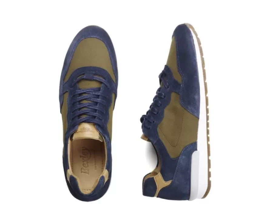 Online Zapatillas de hombre de Terciopelo Azul y Caqui Canberra Ii Zapatillas