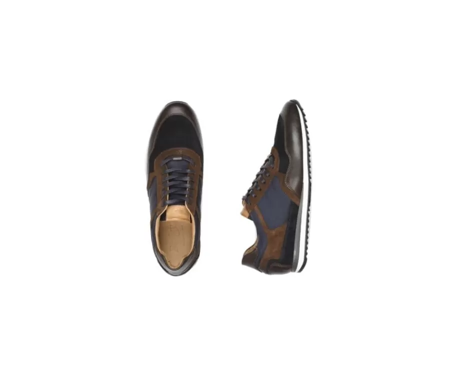 Best Sale Zapatillas de hombre de terciopelo Chocolate y Azul marino Corunna Zapatillas