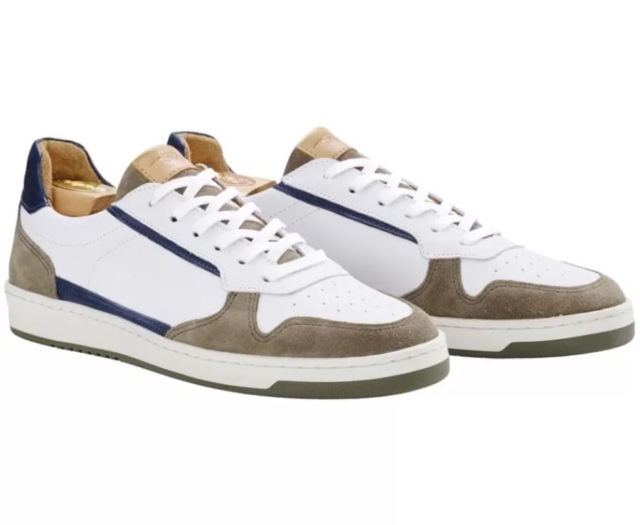 Best Zapatillas de hombre Terciopelo Caqui Blanco y Marino Kolora Zapatillas | Zapatillas Blancas