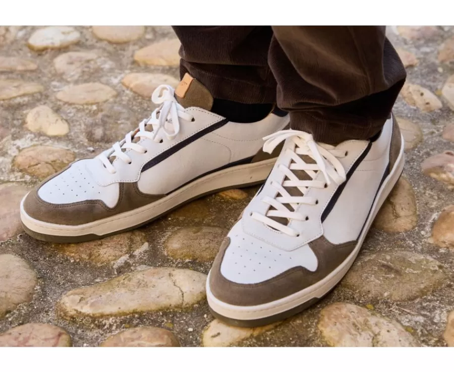 Best Zapatillas de hombre Terciopelo Caqui Blanco y Marino Kolora Zapatillas | Zapatillas Blancas
