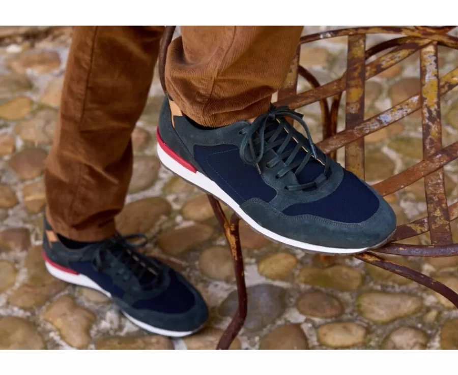Fashion Zapatillas de hombre Terciopelo Verde Oscuro y Marino Canberra Ii Zapatillas