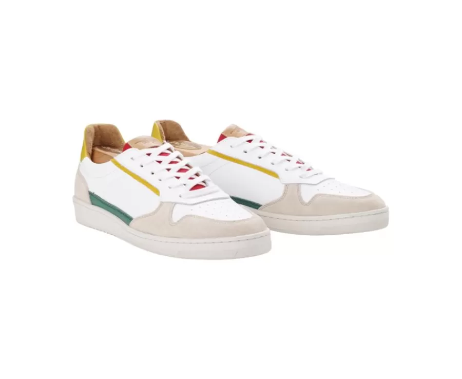 Discount Zapatillas de hombre Verde Blanco Amarillo Kolora Zapatillas | Zapatillas Blancas