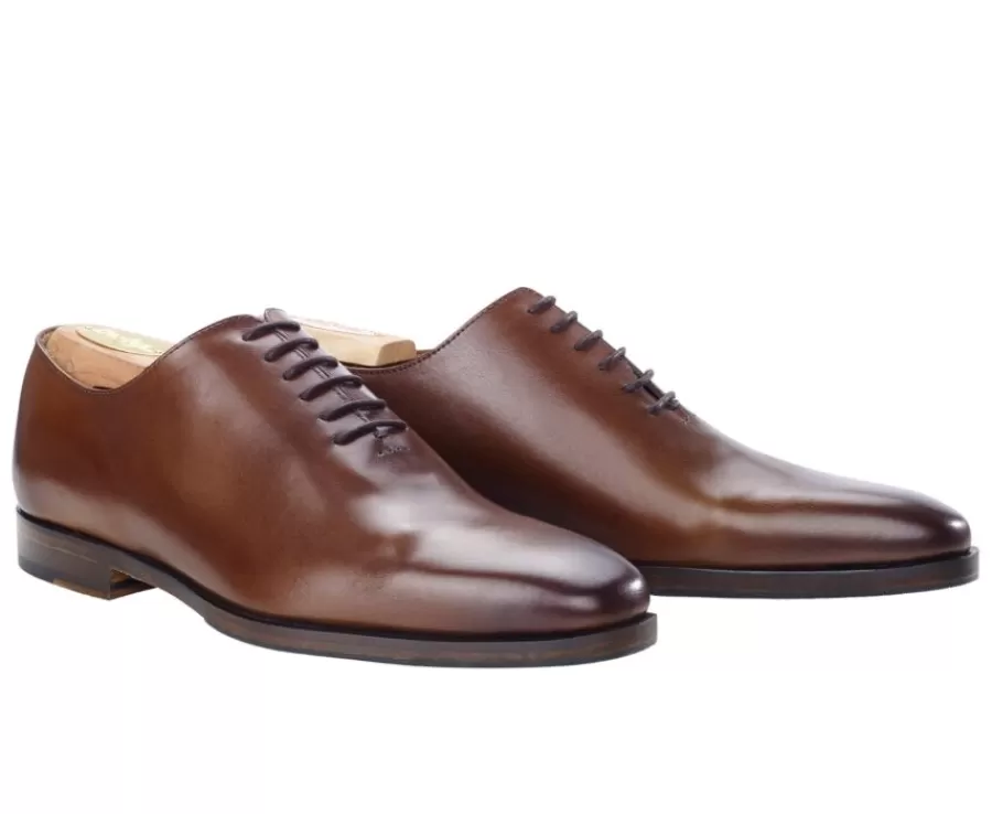 Sale Zapato Oxford Castaño Patinado con suela de cuero con patin Bellagio Patin Zapatos Confort
