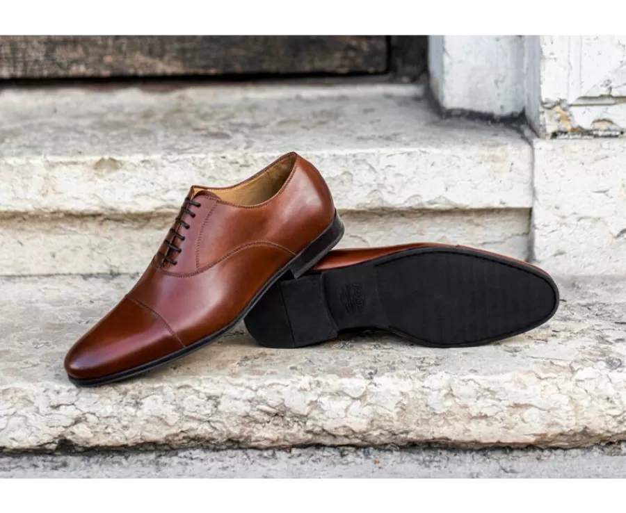 Cheap Zapato Oxford Castaño patinado para hombre con suela de caucho Lennox Gomme Urban Zapatos Confort