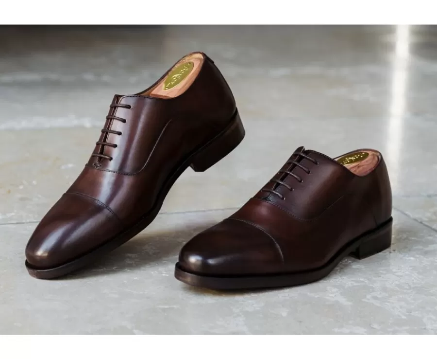 Cheap Zapato Oxford Chocolate patinado con suela de cuero con patín Grakley Zapatos De Boda | Zapatos Oxford