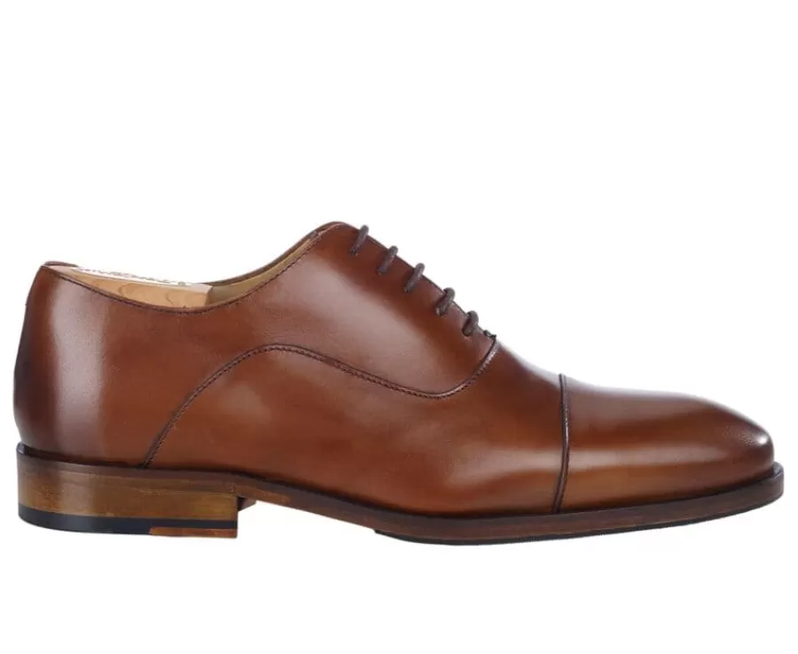 Best Zapato Oxford Coñac Patinado con suela de cuero Grakley Zapatos Oxford