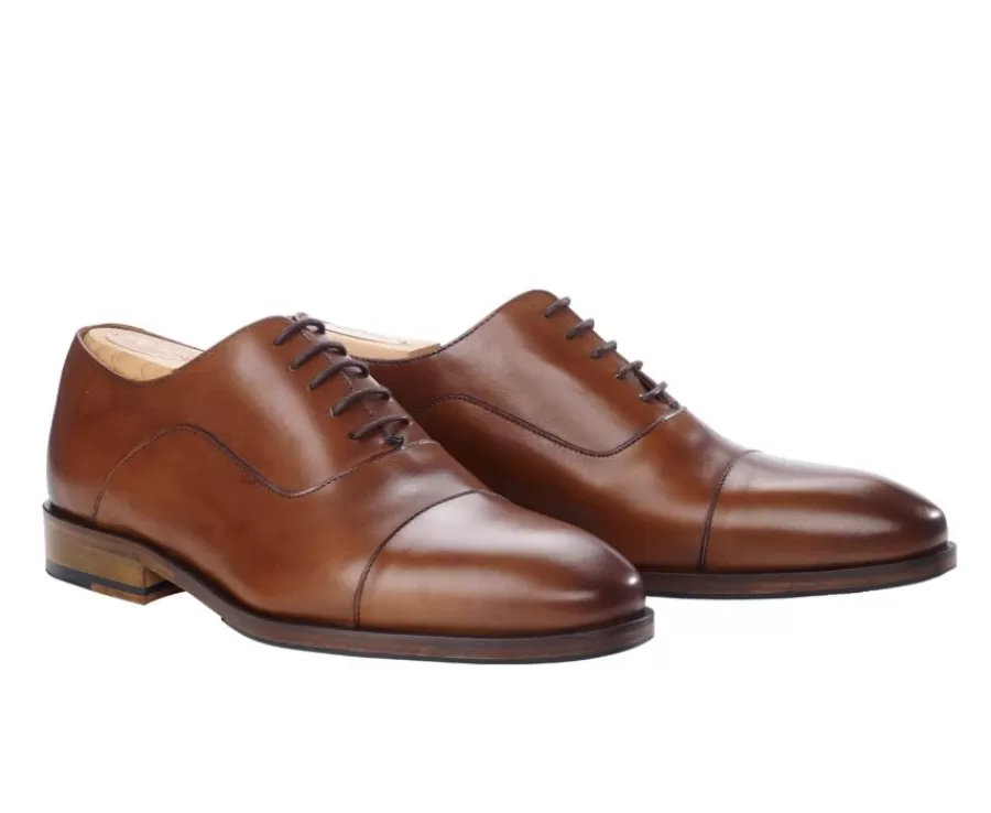 Best Zapato Oxford Coñac Patinado con suela de cuero Grakley Zapatos Oxford