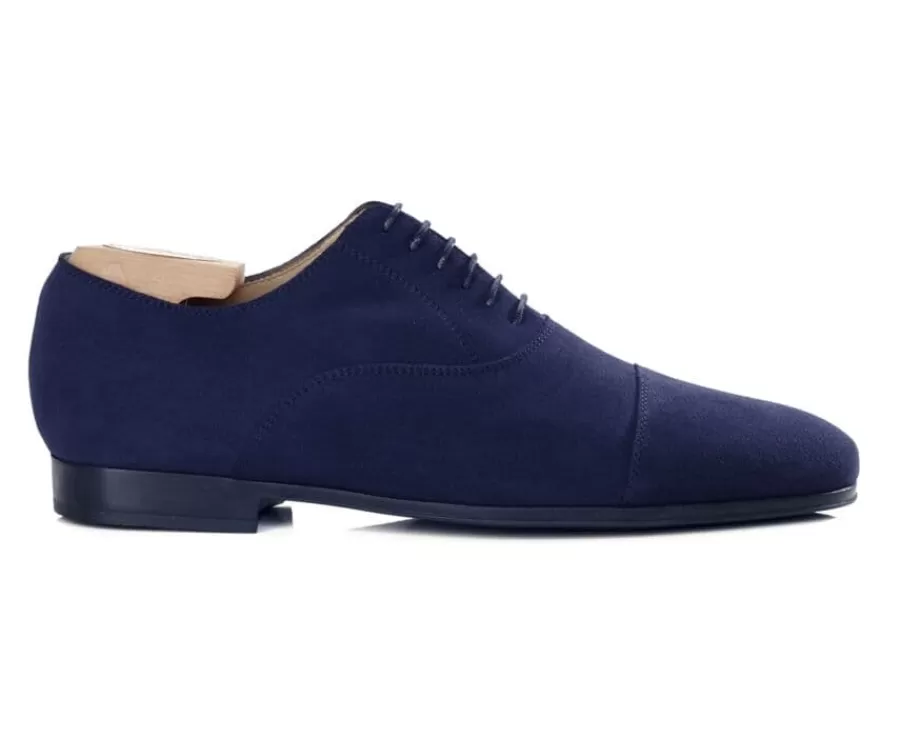 Best Sale Zapato Oxford de terciopelo Azul Marine para hombre Suela de caucho Lennox Gomme Urban Zapatos Confort
