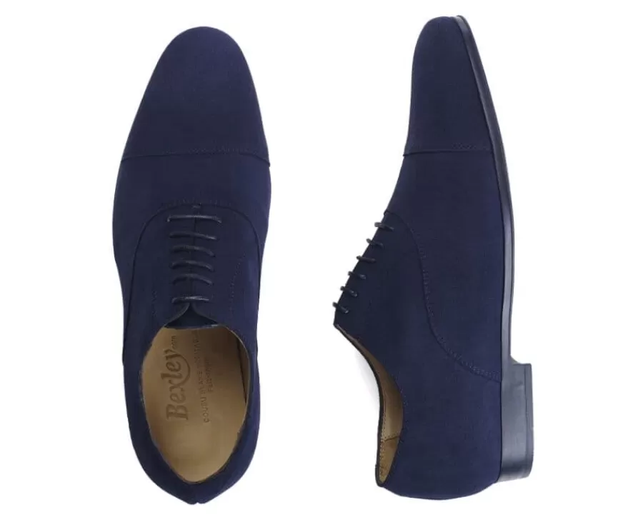 Best Sale Zapato Oxford de terciopelo Azul Marine para hombre Suela de caucho Lennox Gomme Urban Zapatos Confort