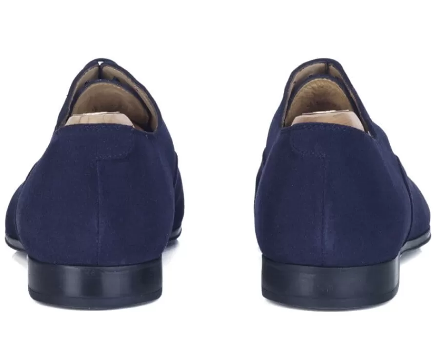 Best Sale Zapato Oxford de terciopelo Azul Marine para hombre Suela de caucho Lennox Gomme Urban Zapatos Confort