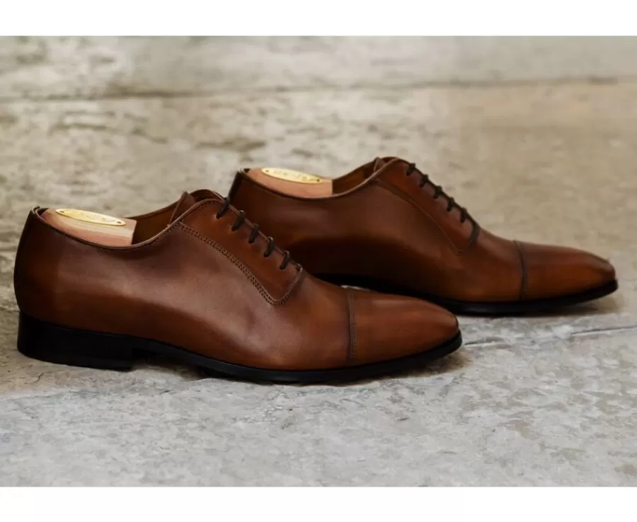 Best Zapato Oxford para hombre con suela de piel Coñac patinado Ringwood Zapatos De Boda | Zapatos Oxford