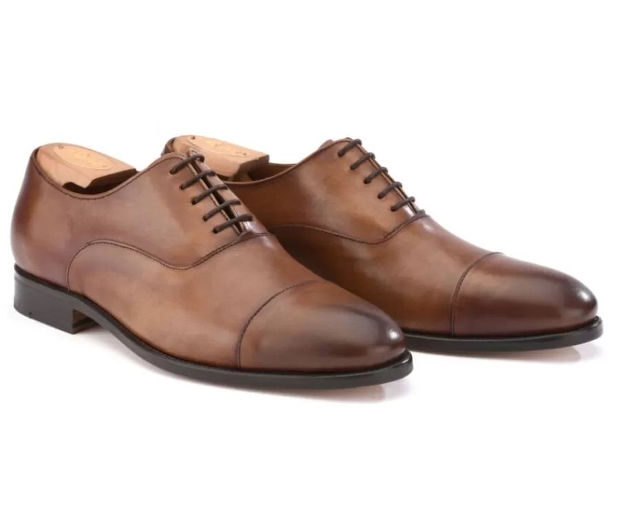 Flash Sale Zapato Oxford para hombre con suela de piel Coñac patinado Winford Zapatos Confort | Zapatos Oxford