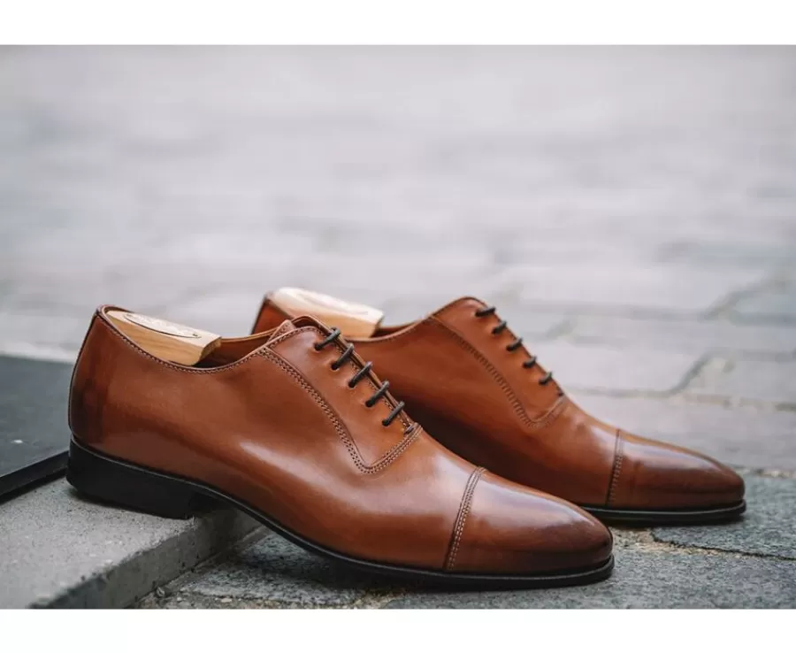 Best Sale Zapato Oxford para hombre Suela de piel Castaño patinado Ringwood Zapatos Confort | Zapatos Oxford