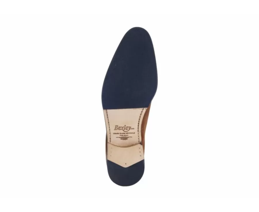 Clearance Zapato Oxford para hombre Suela de piel Terciopelo Coñac Peter Patin Zapatos De Boda