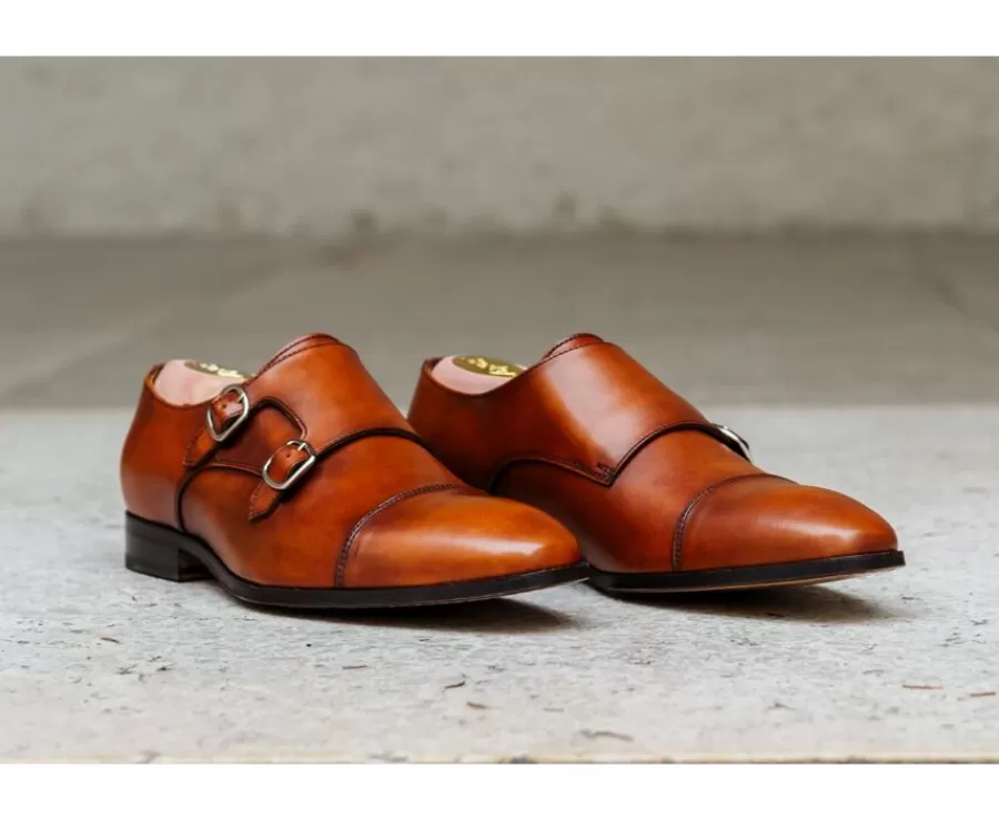 Flash Sale Zapatos de hombre Dorado Patinado con doble hebilla Chedington Zapatos De Boda | Hebillas