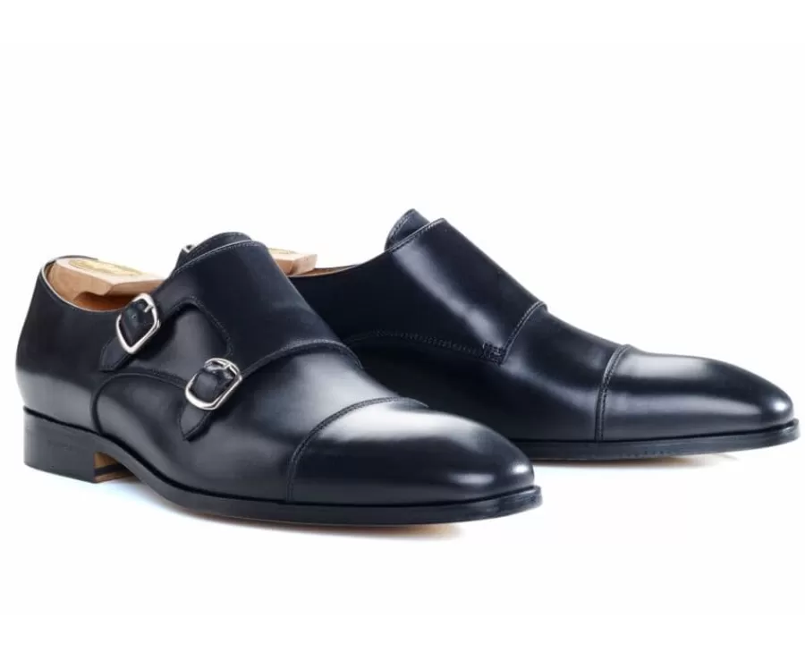 Outlet Zapatos de hombre negros con doble hebilla Cheddington Zapatos Confort | Hebillas