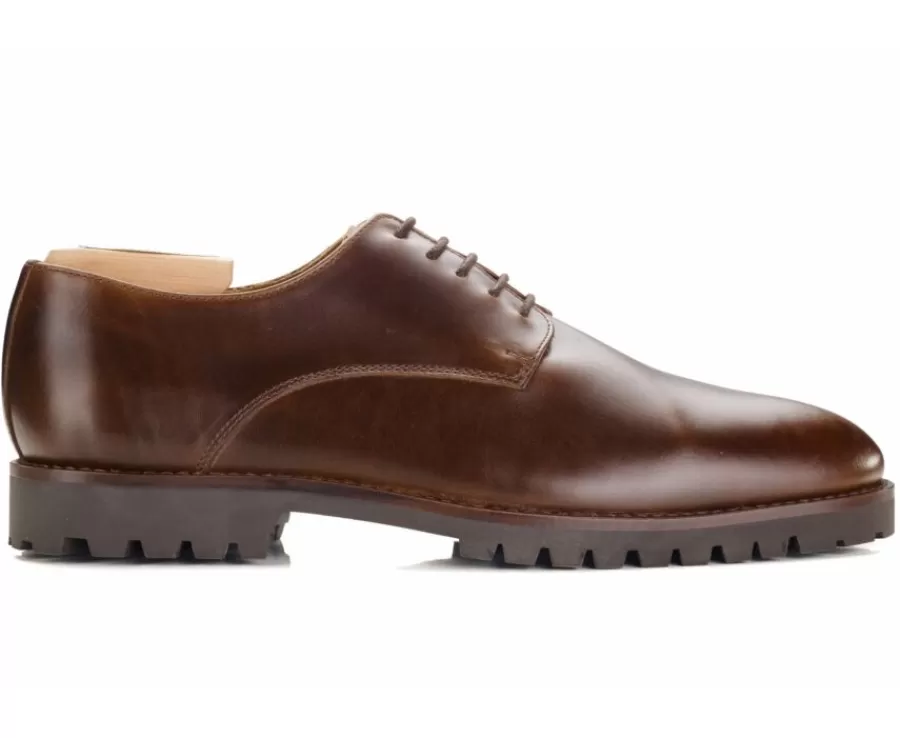 Sale Zapatos derby Chocolate para hombre con suela de goma Bushey Gomme Zapatos Confort | Zapatos Derby Y Bluchers