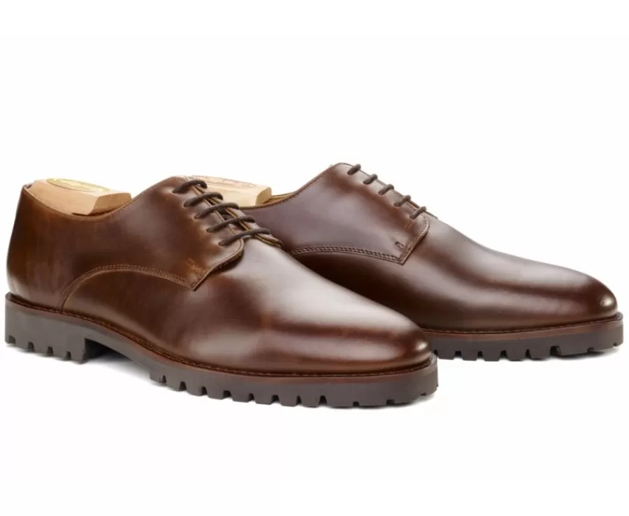 Sale Zapatos derby Chocolate para hombre con suela de goma Bushey Gomme Zapatos Confort | Zapatos Derby Y Bluchers