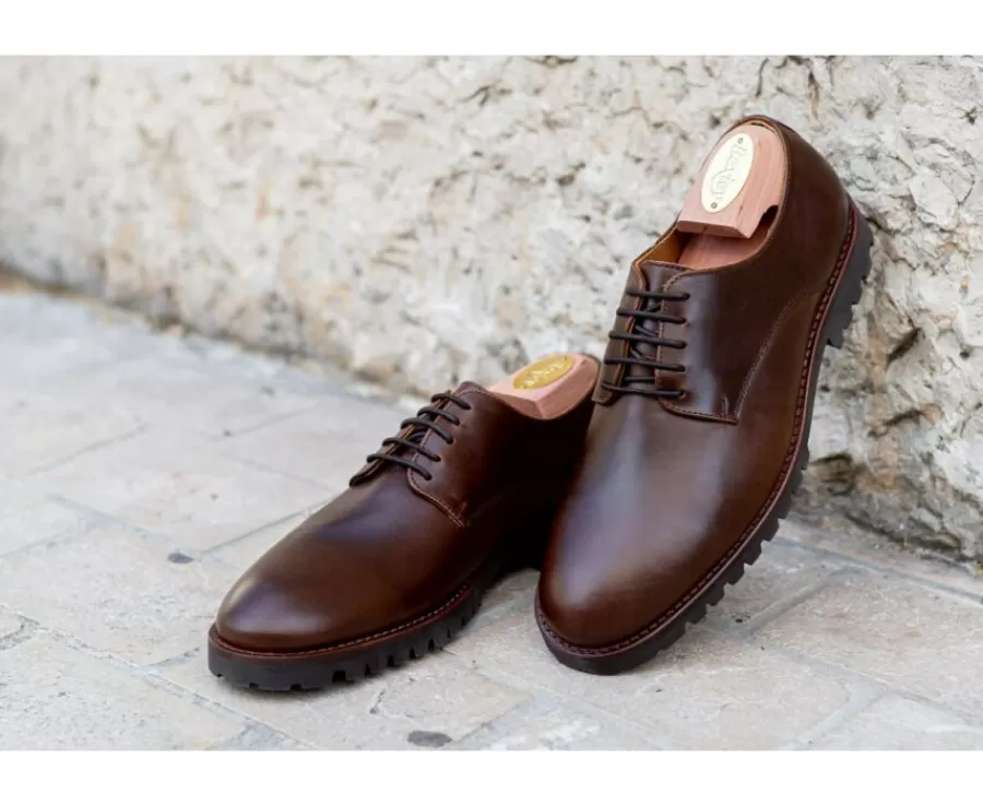 Sale Zapatos derby Chocolate para hombre con suela de goma Bushey Gomme Zapatos Confort | Zapatos Derby Y Bluchers