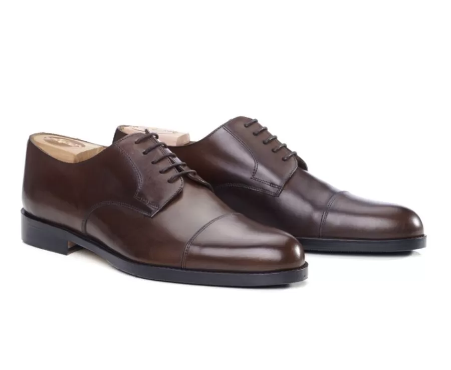 Store Zapatos derby hombre suela de piel con patín Chocolate patinado Mayfair Classic Patin Zapatos Confort
