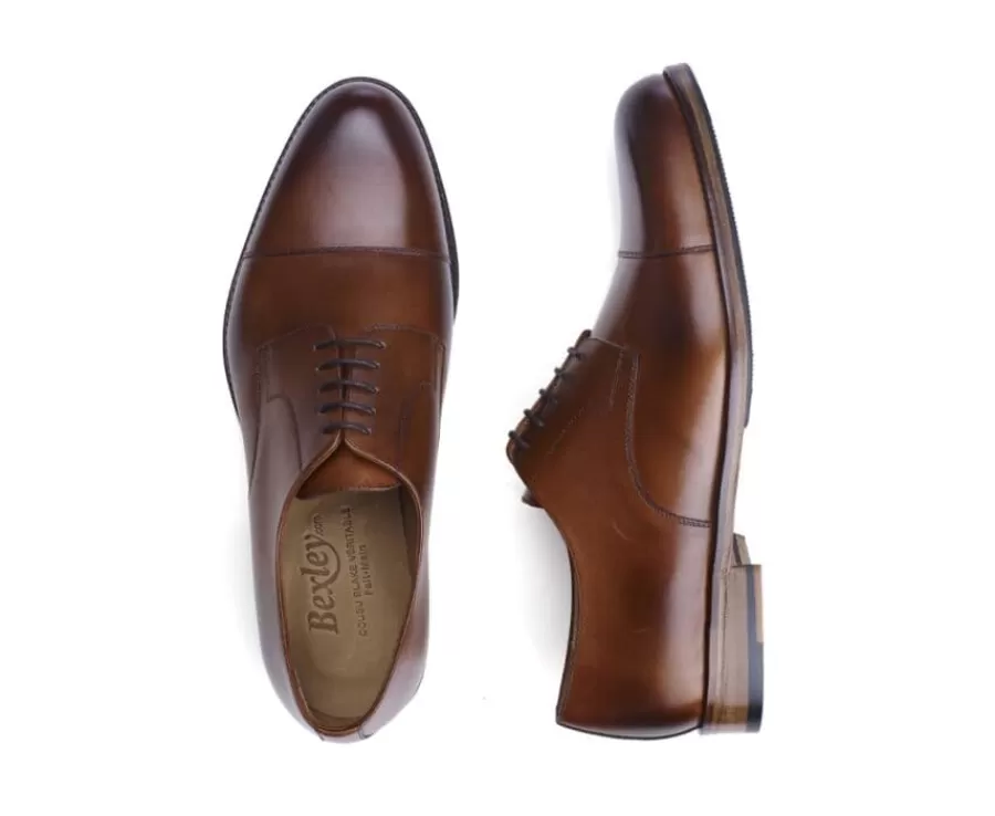 Hot Zapatos derby hombre suela de piel con patín Coñac patinado Mayfair Classic Patin Zapatos Confort | Zapatos Derby Y Bluchers
