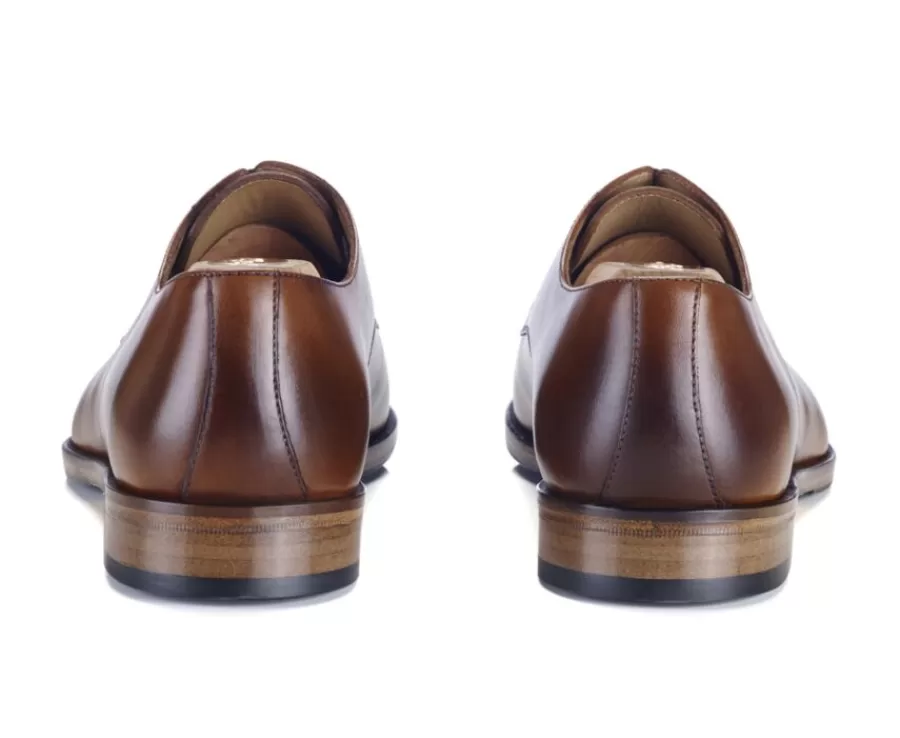 Hot Zapatos derby hombre suela de piel con patín Coñac patinado Mayfair Classic Patin Zapatos Confort | Zapatos Derby Y Bluchers