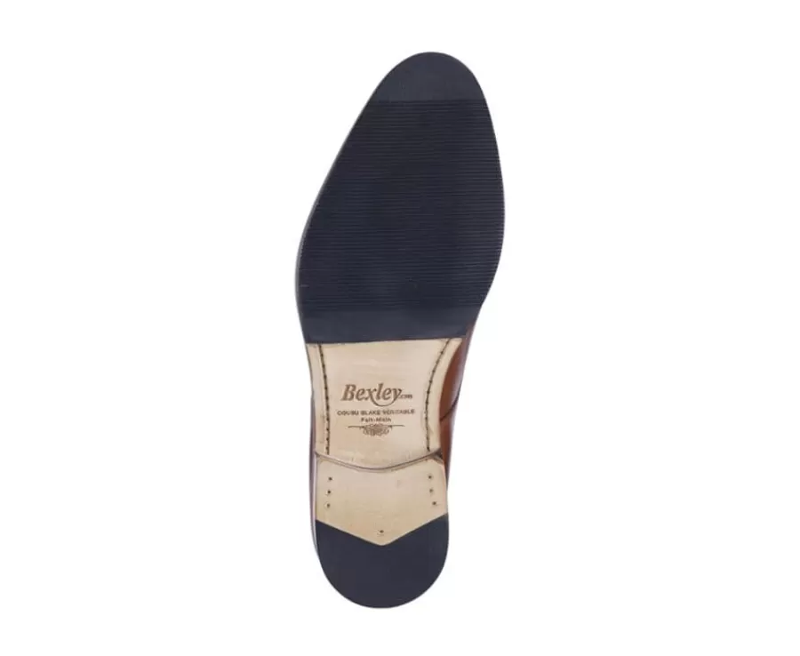 Hot Zapatos derby hombre suela de piel con patín Coñac patinado Mayfair Classic Patin Zapatos Confort | Zapatos Derby Y Bluchers
