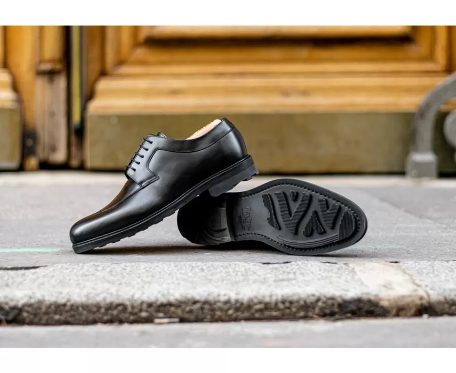 Discount Zapatos derby negros para hombre con suela de caucho Kent Gomme Country Zapatos Confort | Zapatos Derby Y Bluchers